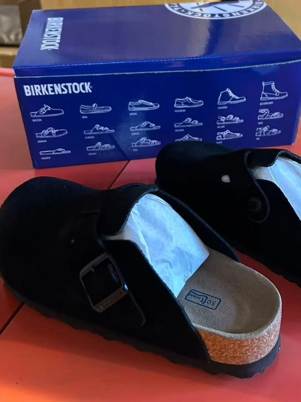 Birkenstock Black Suede Kids Boston Clogs